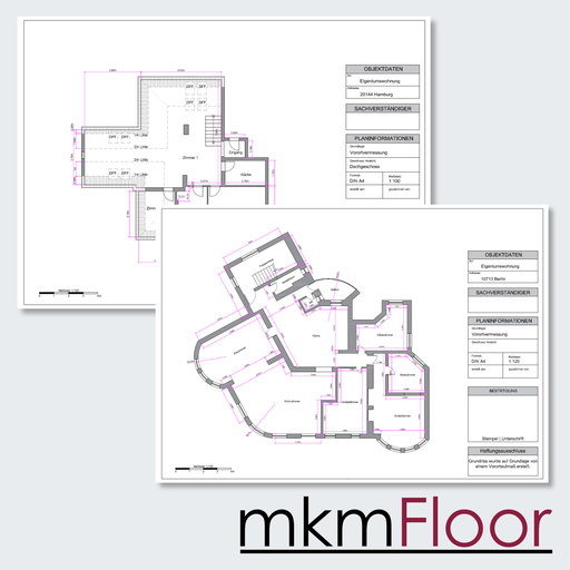 Grundriss Maßstab 1 zu 100 zeichnen lassen | mit Stempel - Sachverständiger