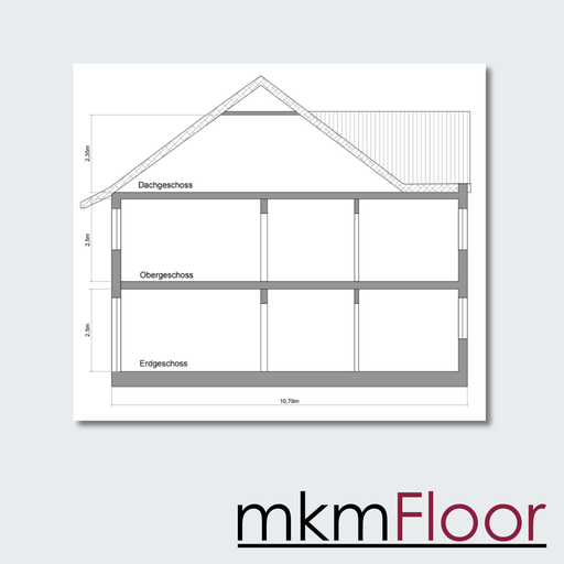 Schnitt Zeichnung Maßstab 1 zu 100 | mit Stempel - Sachverständiger